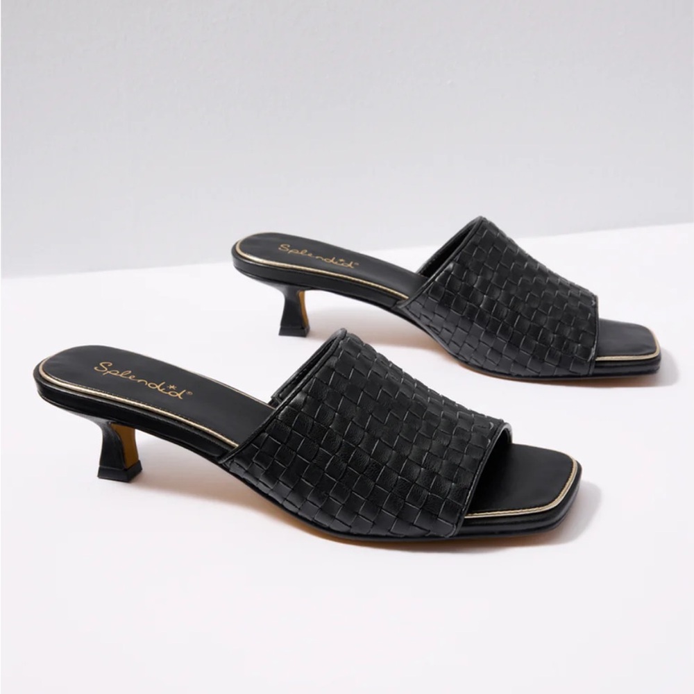 Splendid Black Woven Slide Heels